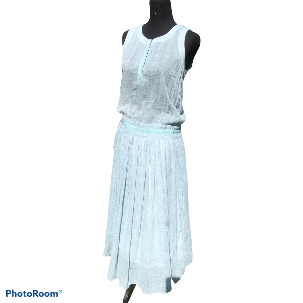 IXORA by Anthro.Pale blue dress with tie waist